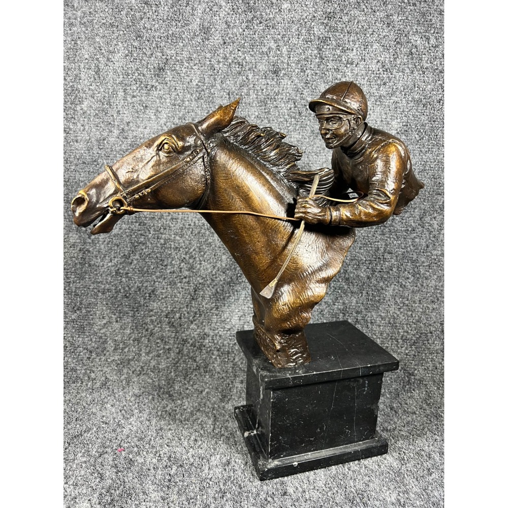 Delaware Park 2011 And Their Off Bronze Horse Racing Statue Marble Base Limited
